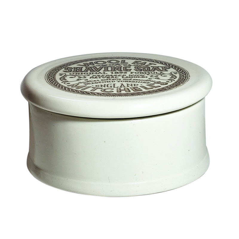Mitchells Wool Fat Shaving Soap in Ceramic Dish Stropt